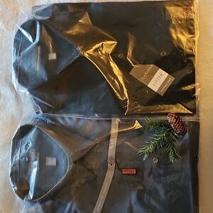 NWT-PAIR VanHeusen (Mens Wearhouse) Wrinkle Free Chambray Shirts Size 17 34/35